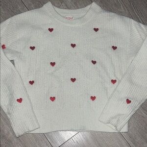 Cat & Jack Cream Sweater with Red Hearts